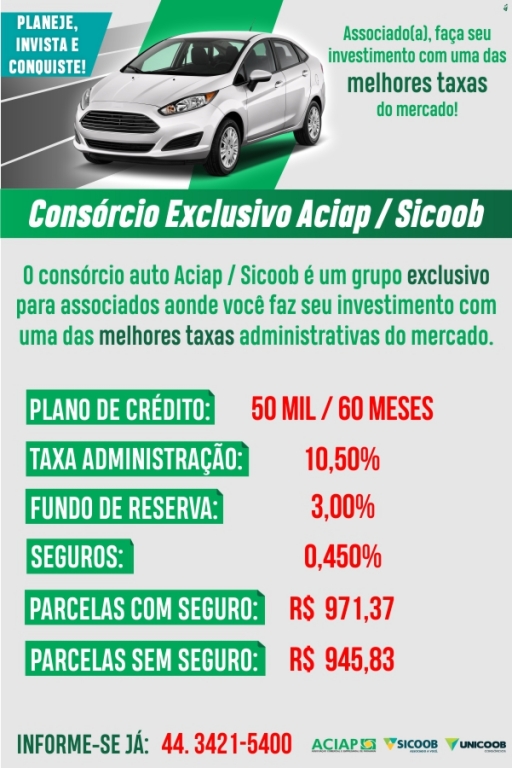 Consórcio Aciap / Sicoob (RESERVE SUA COTA!)