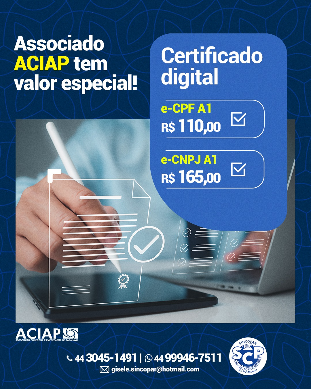 Aciap firma parceria com Sincopar e garante valor especial para Certificado Digital aos associados