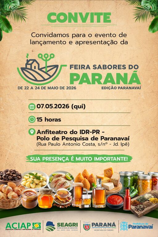 Feira de Sabores do Paraná- Edição Paranavaí será lançada nessa quinta-feira (7)